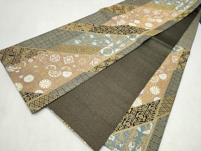 平和屋着物●六通柄袋帯 遺宝綴れ 吉祥花文 金糸 正絹 逸品 CABN2523hy