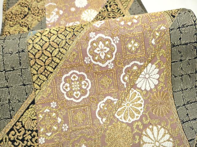 平和屋着物●六通柄袋帯 遺宝綴れ 吉祥花文 金糸 正絹 逸品 CABN2523hy