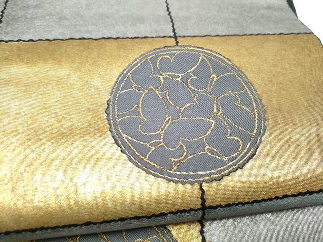 平和屋着物●六通柄袋帯 粋 舞蝶丸文 金銀糸 引箔 正絹 逸品 CABN2539hy
