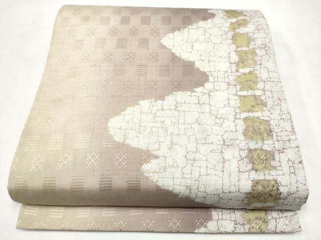 平和屋着物●両面 全通柄袋帯 花倉織 霞文 正絹 逸品 CABN2559hy