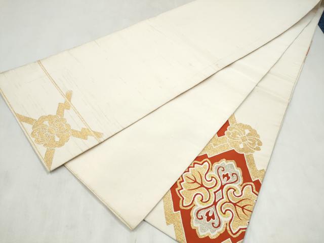 平和屋着物●爪搔き本綴れ 太鼓柄袋帯 松皮菱花文 金銀糸 正絹 逸品 CABN2663hy