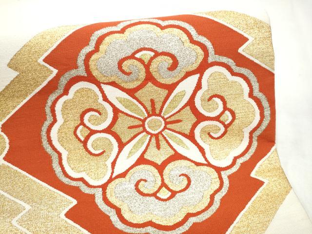 平和屋着物●爪搔き本綴れ 太鼓柄袋帯 松皮菱花文 金銀糸 正絹 逸品 CABN2663hy