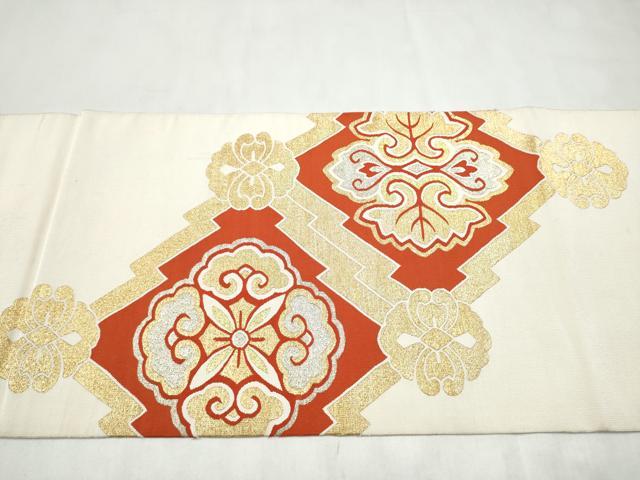 平和屋着物●爪搔き本綴れ 太鼓柄袋帯 松皮菱花文 金銀糸 正絹 逸品 CABN2663hy