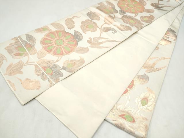 平和屋着物●桝屋高尾 六通柄 本袋帯 花鳥唐草文 金糸 正絹 逸品 CABN2667hy