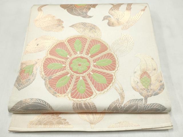 平和屋着物●桝屋高尾 六通柄 本袋帯 花鳥唐草文 金糸 正絹 逸品 CABN2667hy
