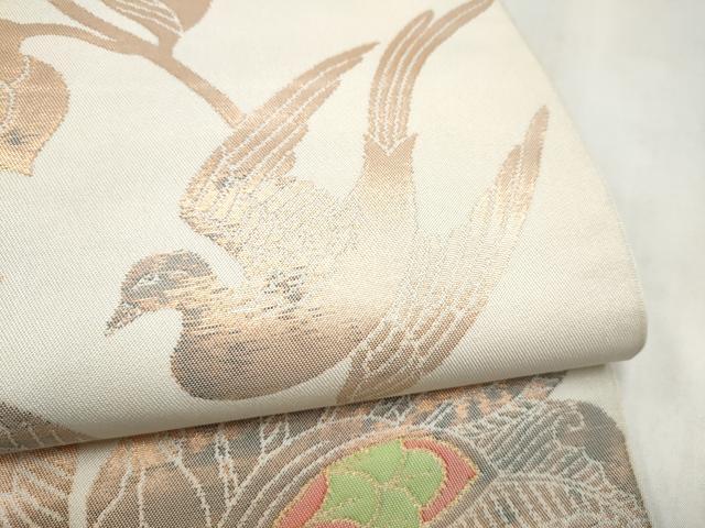 平和屋着物●桝屋高尾 六通柄 本袋帯 花鳥唐草文 金糸 正絹 逸品 CABN2667hy