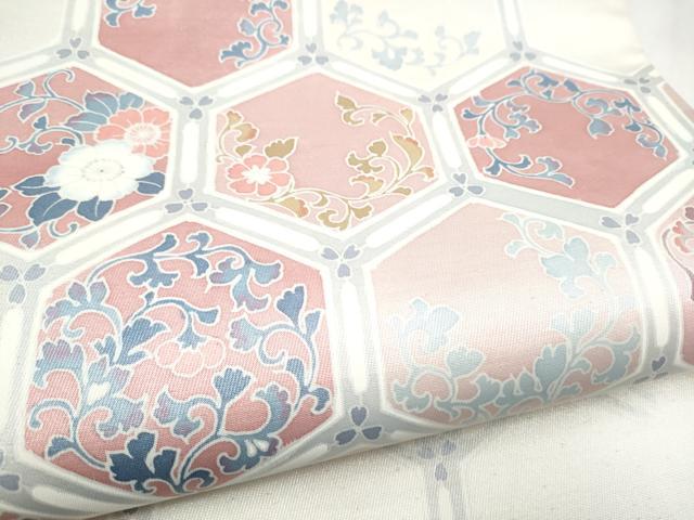 平和屋着物●六通柄袋帯 作家物 亀甲花唐草文 正絹 逸品 CABN2675hy