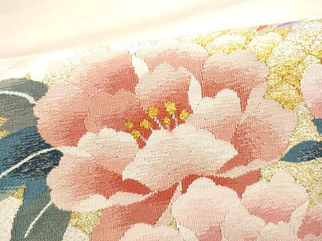 平和屋着物●爪搔き本綴れ 太鼓柄袋帯 鳳凰花文 金銀糸 正絹 逸品 CABN2688hy