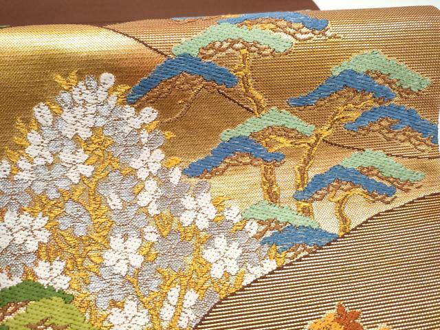 平和屋着物●龍村美術織物 たつむら 六通柄 本袋帯 松桜彩映錦 金銀糸 三越扱い 正絹 逸品 CABN2691hy