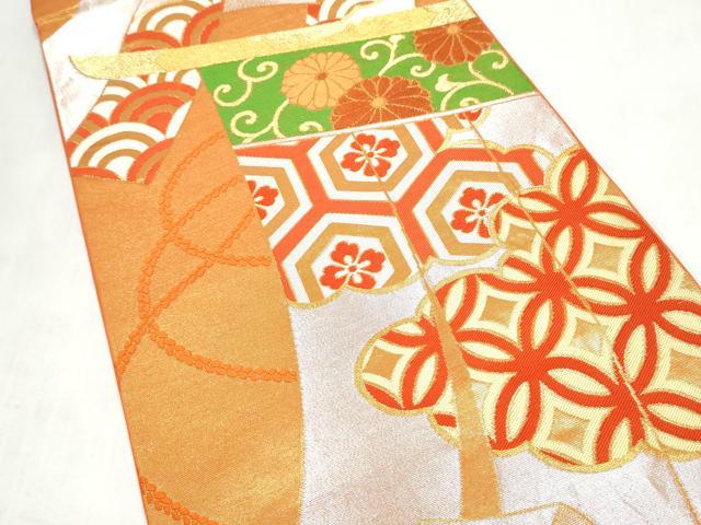 平和屋着物●西陣 川島織物 六通柄 本袋帯 几帳吉祥花文 金銀糸 正絹 逸品 CABN2699hy