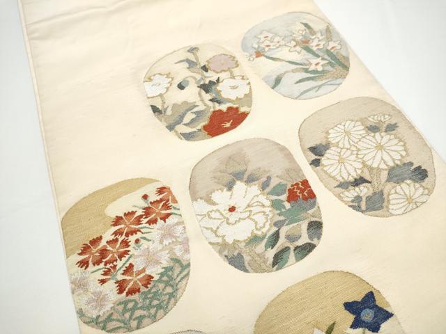 平和屋着物●太鼓柄袋帯 すくい織 草花丸文 金糸 正絹 逸品 CABN2746hy