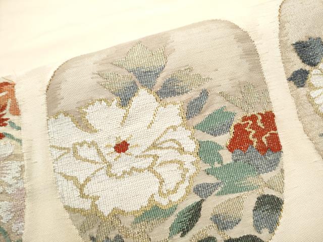 平和屋着物●太鼓柄袋帯 すくい織 草花丸文 金糸 正絹 逸品 CABN2746hy