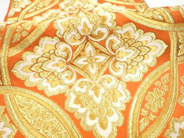 平和屋着物●西陣 川島織物 六通柄 本袋帯 七宝花文 金糸 正絹 逸品 CABN2754hy