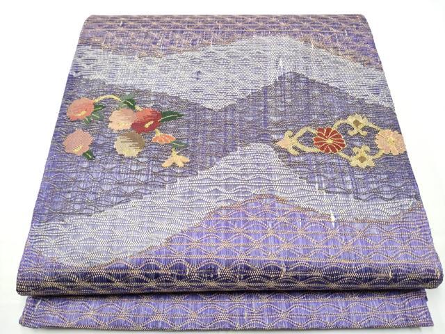 平和屋着物●太鼓柄袋帯 すくい織 草花文 金糸 正絹 逸品 CABN2769hy