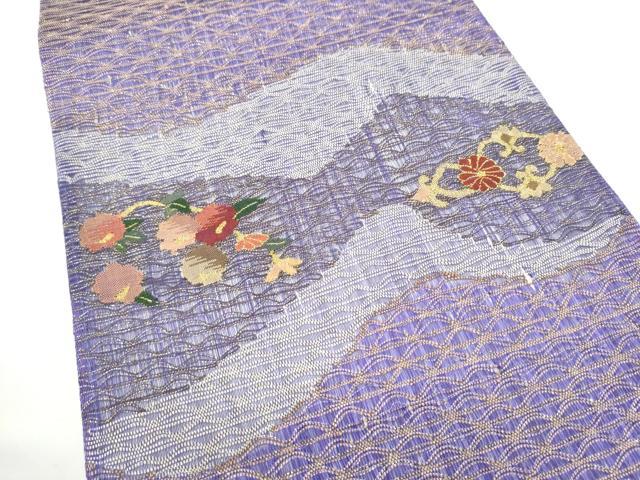 平和屋着物●太鼓柄袋帯 すくい織 草花文 金糸 正絹 逸品 CABN2769hy