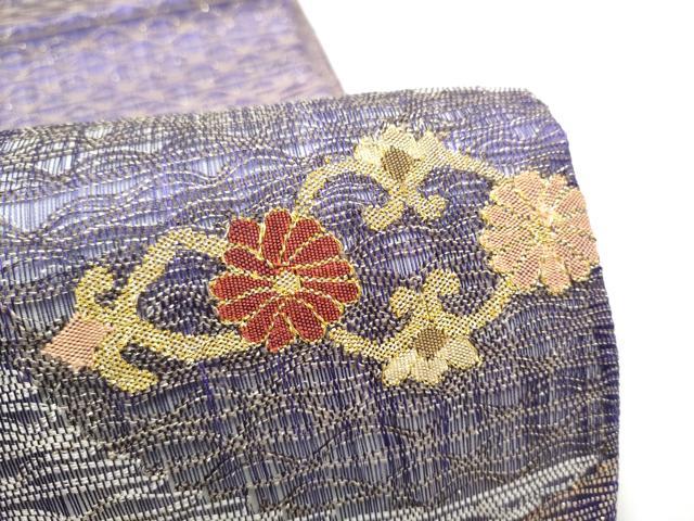 平和屋着物●太鼓柄袋帯 すくい織 草花文 金糸 正絹 逸品 CABN2769hy