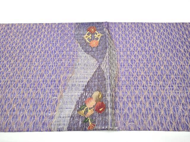 平和屋着物●太鼓柄袋帯 すくい織 草花文 金糸 正絹 逸品 CABN2769hy
