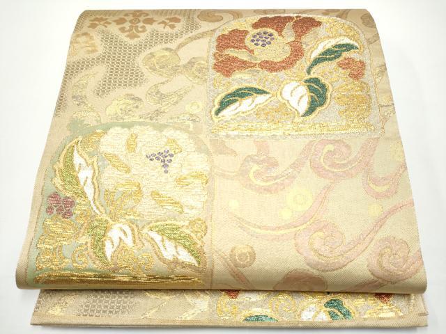 平和屋着物●六通柄袋帯 織司 錦繍 草花文 金銀糸 正絹 逸品 CABN2771hy