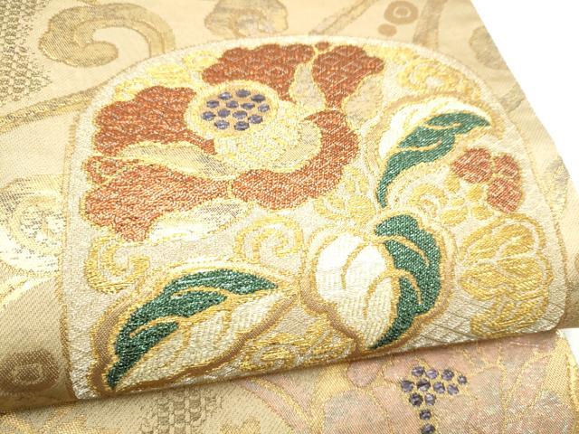平和屋着物●六通柄袋帯 織司 錦繍 草花文 金銀糸 正絹 逸品 CABN2771hy