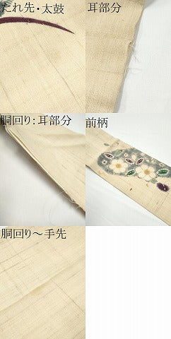 平和屋着物●九寸名古屋帯 紬地 枝花文 正絹 逸品 CABN2781hy