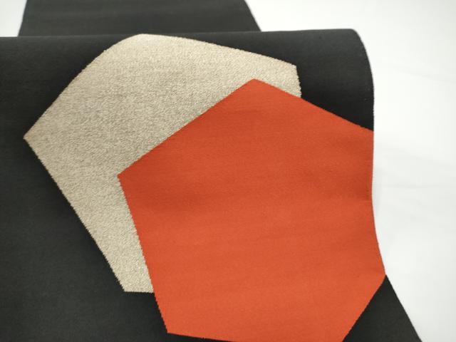 平和屋着物●爪搔き本綴れ 八寸名古屋帯 色紙重ね文 黒地 金糸 正絹 逸品 CABN2784hy