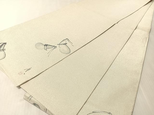 平和屋着物●太鼓柄袋帯 作家物 手描き 綴れ 瓢箪 銀糸 正絹 逸品 CABN2807vp