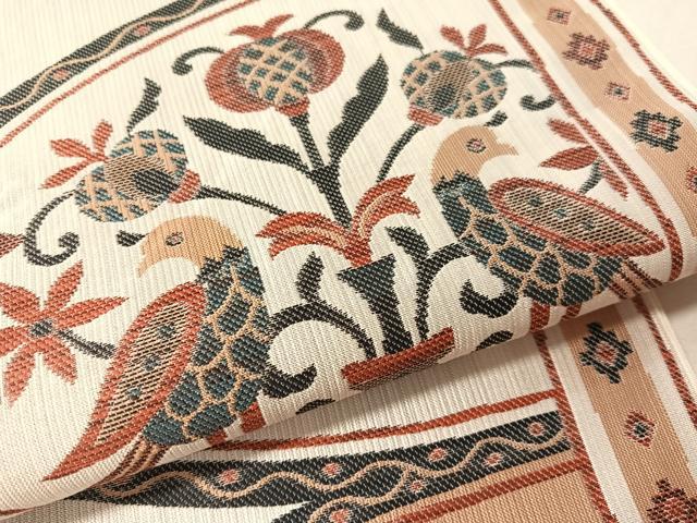 平和屋着物●六通柄 本袋帯 大島好み 更紗花鳥文 正絹 逸品 CABN2809vp