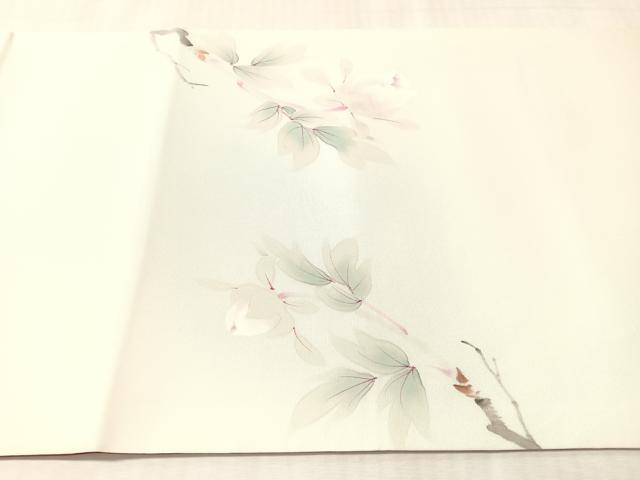 平和屋着物●塩瀬 染色作家 桐山紫香 手描き 太鼓柄袋帯 手描き 枝牡丹 正絹 逸品 未使用 CABN2814vp
