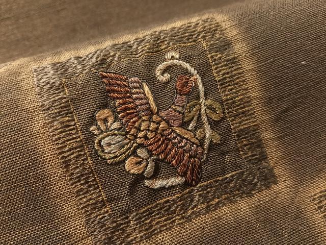 平和屋着物●結城紬 太鼓柄袋帯 絞り 加賀刺繍 池口重孝 花喰い鳥 荒磯 金糸 正絹 逸品 未使用 CABN2817vp