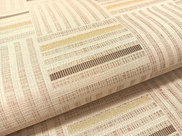 平和屋着物●全通柄袋帯 市松柄 金糸 正絹 逸品 未使用 CABN2818vp