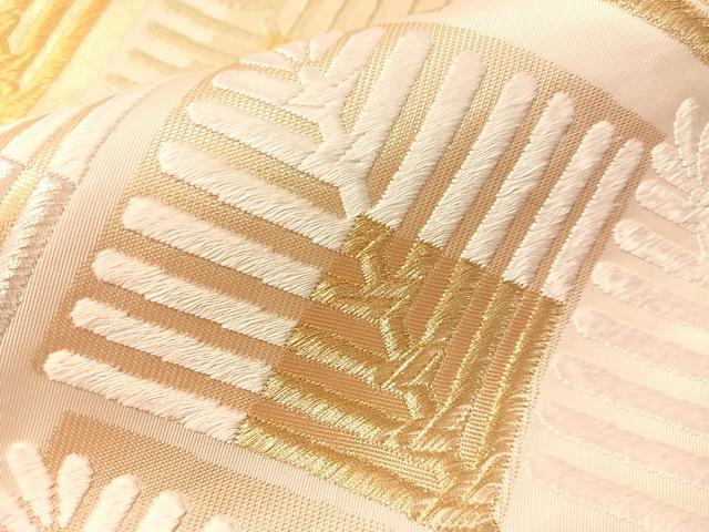 平和屋着物●六通柄袋帯 唐織 菱松葉 金銀糸 正絹 逸品 CABN2819vp