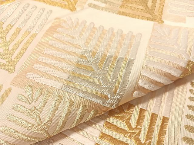 平和屋着物●六通柄袋帯 唐織 菱松葉 金銀糸 正絹 逸品 CABN2819vp