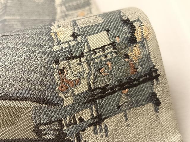 平和屋着物●両面袋帯 紹巴 明月記 城下町絵図 金銀糸 正絹 逸品 CABN2840vp