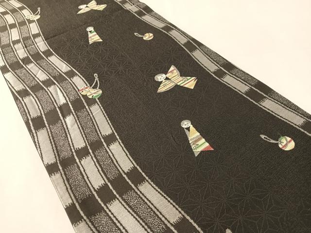 平和屋着物●六通柄袋帯 彩かさね こけし 証紙付き 正絹 逸品 CABN2843vp