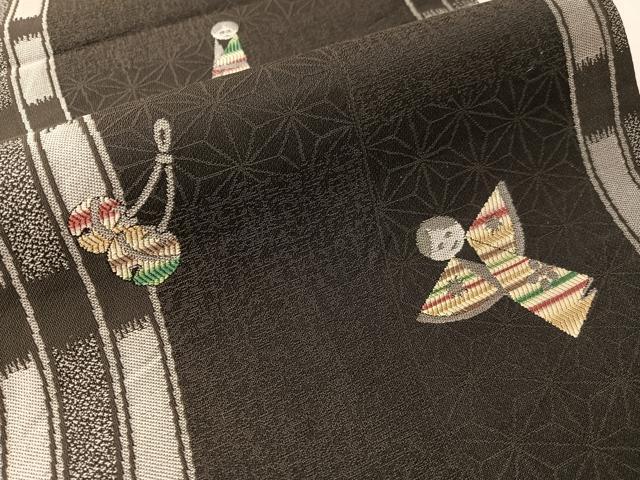 平和屋着物●六通柄袋帯 彩かさね こけし 証紙付き 正絹 逸品 CABN2843vp