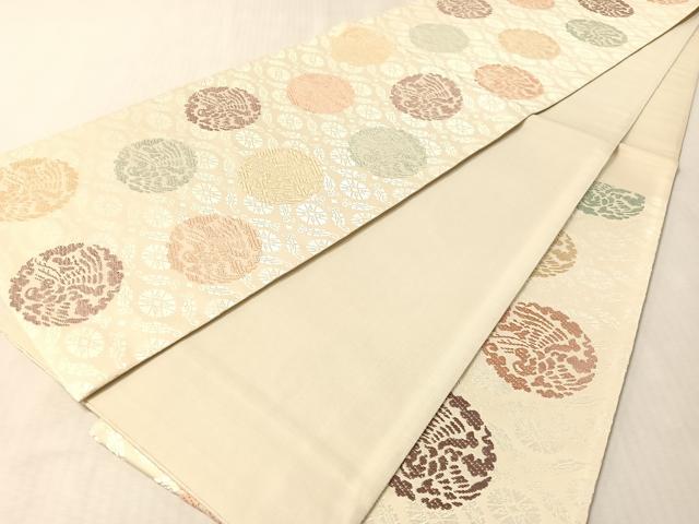 平和屋着物●六通柄袋帯 唐織 鳳凰丸文 正絹 逸品 未使用 CABN2845vp