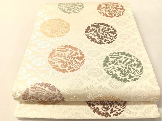 平和屋着物●六通柄袋帯 唐織 鳳凰丸文 正絹 逸品 未使用 CABN2845vp