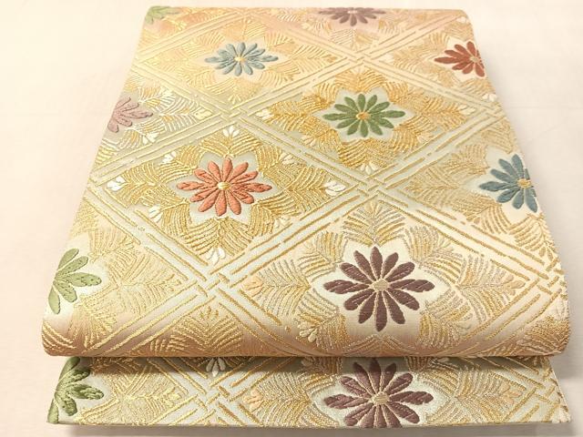 平和屋着物●唐織・西陣の老舗・名門・藤原織物 六通柄袋帯 唐織 菱花文 金銀糸 正絹 逸品 未使用 CABN2855vp