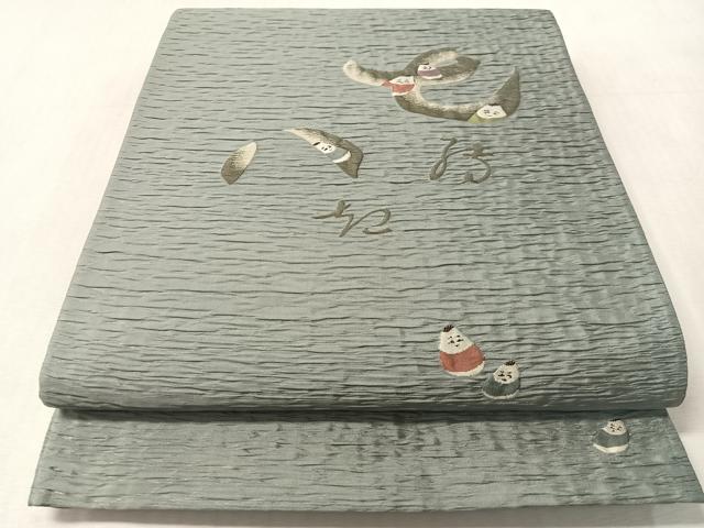 平和屋着物●六通柄袋帯 ふくれ織 七転び八起き 金通し地 正絹 逸品 CABN2861vp
