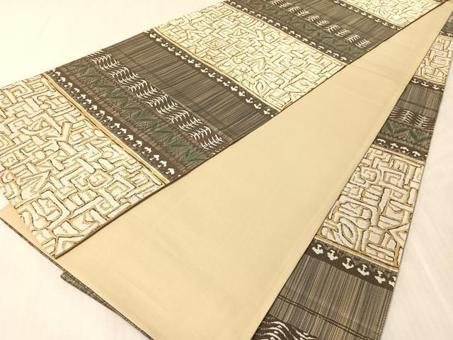 平和屋着物●全通柄袋帯 幾何学文様 正絹 逸品 CABN2863vp