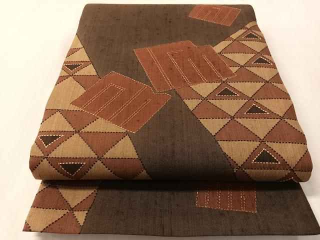 平和屋着物●総刺繍 刺し子 袋帯 紬地 源氏香 正絹 逸品 CABN2866vp