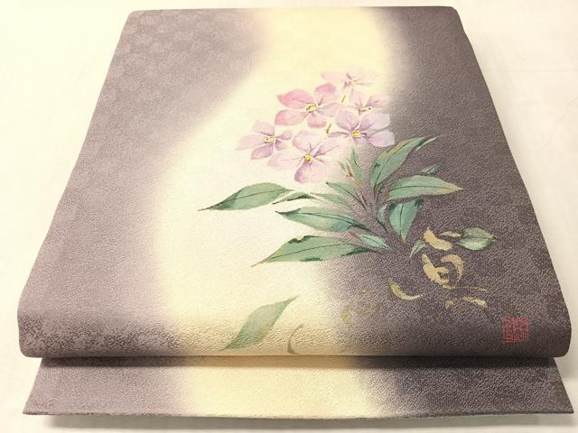 平和屋着物●両面 太鼓柄袋帯 作家物 手描き 真心 草花文 金彩 正絹 逸品 CABN2874vp