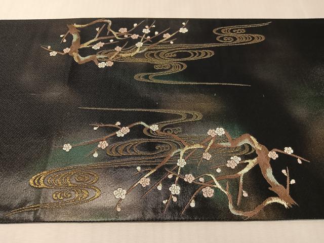 平和屋着物●太鼓柄袋帯 螺鈿 工芸創作同人 弾正工房 村田織物謹製 母なる海の贈り物 黒地 金糸 引箔 反端付き 逸品 CABN2875vp