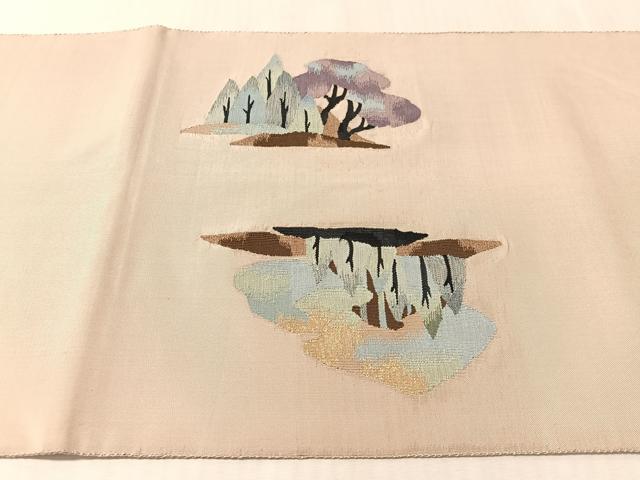 平和屋着物●太鼓柄袋帯 すくい織 樹林文 金糸 正絹 逸品 CABN2878vp