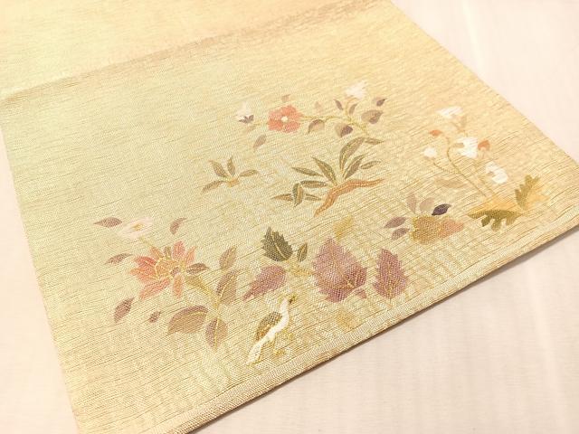平和屋着物●太鼓柄袋帯 螺鈿 駒刺繍 人物風景文 金糸 正絹 逸品 未使用 CABN2882vp