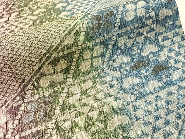平和屋着物●両面 全通柄袋帯 ふくれ織 斜線文 金銀糸 正絹 逸品 CABN2885vp