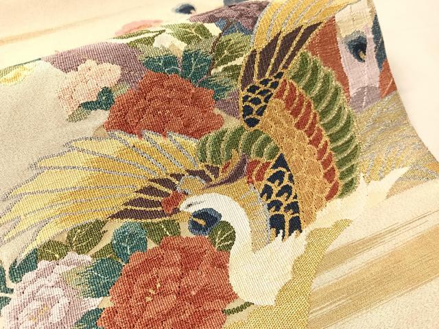 平和屋着物●爪掻き本綴れ 太鼓柄袋帯 地紙鳳凰花文 金銀糸 正絹 逸品 CABN2886vp