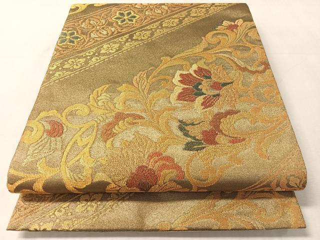 平和屋着物●紋屋井関 御寮織 六通柄袋帯 更紗唐草文 金糸 正絹 逸品 CABN2890vp