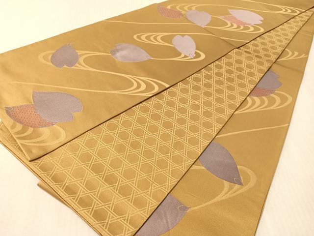 平和屋着物●六通柄袋帯 流水舞桜 正絹 逸品 CABN2902vp