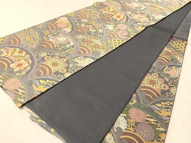 平和屋着物●六通柄袋帯 紹巴 波青海有職 正絹 逸品 CABN2903vp